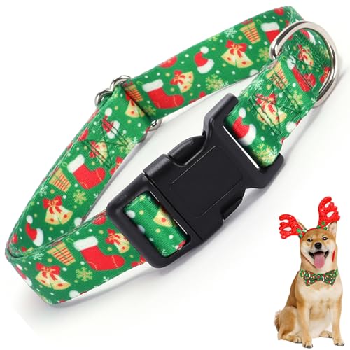 Grünes Weihnachts-Hundehalsband für Hunde (L von ONEFOJOJO