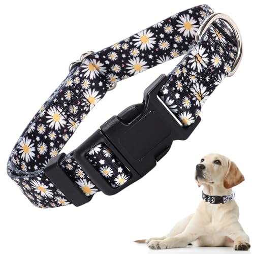 Hundehalsband für extra große Hunde, süßes Mädchen mit Gänseblümchen-Muster, verstellbar, bequem, weich, langlebig, Haustier-Katzenhalsband für XS, S, M, L, XL von ONEFOJOJO