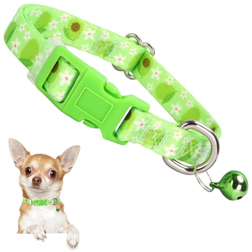 Hundehalsband für kleine Hunde mit Glöckchen, strapazierfähiges Nylon-Halsband für kleine Rassen, verstellbares Halsband mit niedlichem Obstmuster, für Chihuahua, Zwergspitz, Yorkie, strapazierfähig von ONEFOJOJO