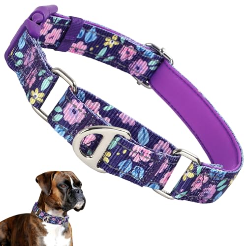 ONEFOJOJO Martingale Halsband für Hündinnen, reflektierend, verstellbar, weiches Nylon, mit niedlichen Blumenmustern für kleine, mittelgroße und große Hunde (L) von ONEFOJOJO