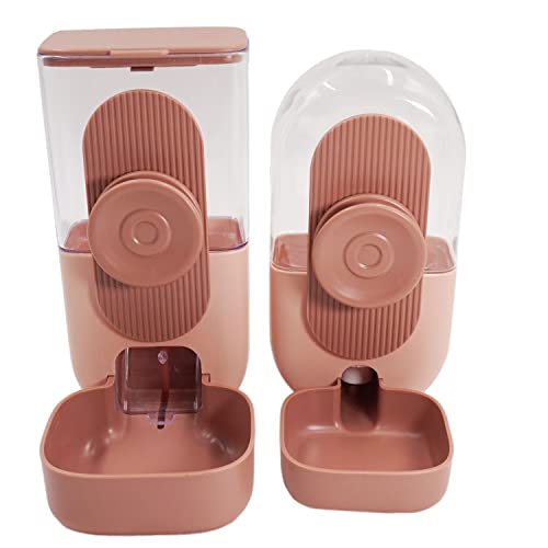 ONEFOLL Hängender Käfig Automatischer Wasserspender Kleine Haustiere Feeder Trinkset, Futterspender und Wasserspender für kleine Hunde Katzen Kaninchen Haustiere Kleintiere (Rosa) von ONEFOLL