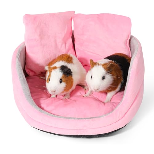 ONEJU Meerschweinchen Couch, Meerschweinchen Sofa, runde Form, rein rosa und grau, Bett für Meerschweinchen, Hasen, Frettchen, Kaninchen und andere kleine Haustiere von ONEJU