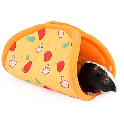 ONEJU Meerschweinchen Versteck, Taco Meerschweinchentunnel, Kleintierversteck für Meerschweinchen, Kaninchen, Hamster, Chinchilla und Frettchen, Pizza-Muster von ONEJU