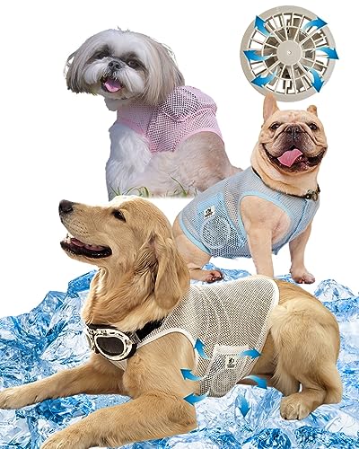 Cool Dog Dog Cooling Vest, Wearbor Fan for Dogs, Lightweight Cooling Vest for Dogs, Air Conditioned Clothing Cool Touch [Blue/L] von ONEKOSAMA