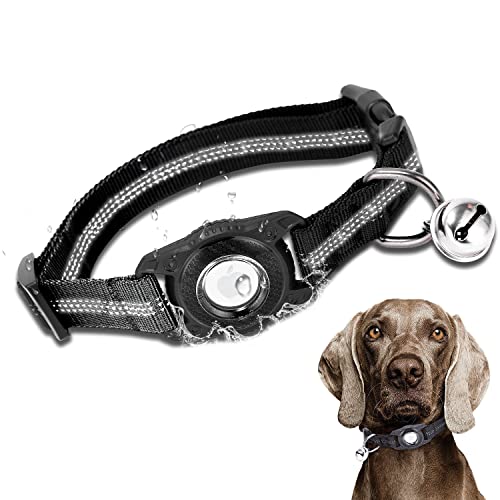 ONEONTA Airtag Katzenhalsband - Airtag Hundehalsband - Airtag Hund - Airtag Halsband Katze Reflektierendes Nylon mit Airtag Hülle Wasserdicht und Glocke, Integriertes GPS Tracker Apple Airtag Anhänger von ONEONTA