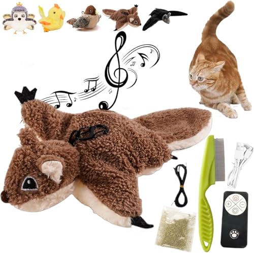 ONIICHI Piper Tomi Katzenspielzeug, Flapping Bird Cat Toy, Touch Activated Kitten Toy, Chirping Bird Cat Toy with Flapping Wings, Interactive Bird Cat Toy von ONIICHI