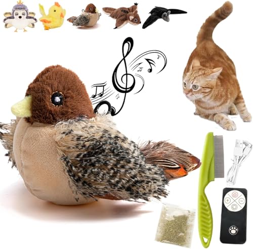 ONIICHI Piper Tomi Katzenspielzeug, Flapping Bird Cat Toy, Touch Activated Kitten Toy, Chirping Bird Cat Toy with Flapping Wings, Interactive Bird Cat Toy von ONIICHI