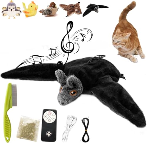 ONIICHI Piper Tomi Katzenspielzeug, Flapping Bird Cat Toy, Touch Activated Kitten Toy, Chirping Bird Cat Toy with Flapping Wings, Interactive Bird Cat Toy von ONIICHI