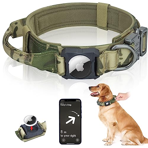 ONOSPY Airtag Hundehalsband – Strapazierfähiges Hundehalsband für große Hunde, weich gepolstert – perfektes Hundehalsband für Training, Spazierengehen oder Jagd von ONOSPY
