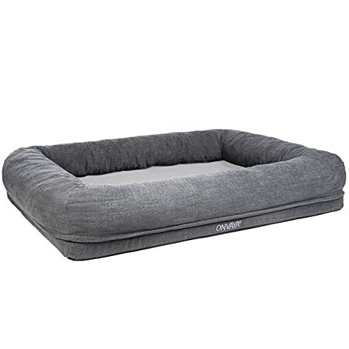 ONVAYA® Hundebett | passend für orthopädisches Hundekissen | weiches & kuscheliges Hundesofa | Hundecouch mit hohem Rand | Größe XL | für große und kleine Hunde | Bezug waschbar | Grau von ONVAYA