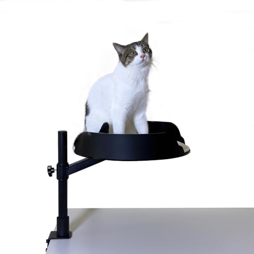 OOKIDOKI Schreibtisch-Katzenbett-Nest – erhöhtes, verstellbares, um 360° drehbares Katzenbett für Büro, sicher und platzsparend, hält bis zu 11,3 kg, einfache Installation, perfekt für Katzenliebhaber von OOKIDOKI