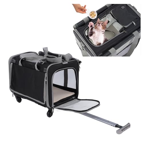 Haustier-Kinderwagen, Reise-Welpentransporter, Atmungsaktives Mesh-Fenster, Haustiertransporter, Haustier-Kinderwagen für Kleine Hunde mit 4 Rädern für Alle Arten von Hunden und von OPPWONG