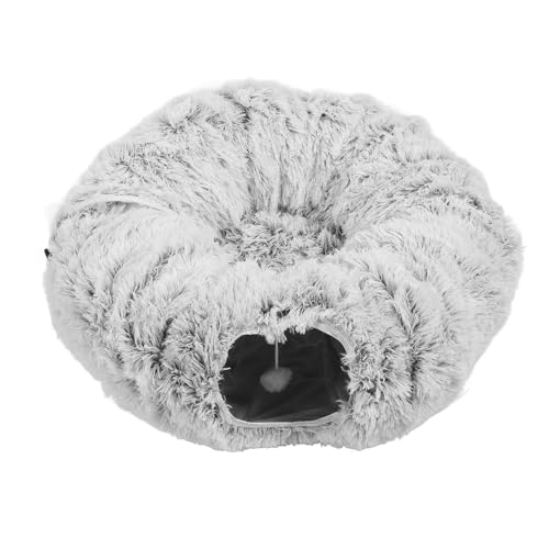 Katzen-Donut-Tunnel, Zusammenklappbares Haustier-Röhrenspielzeug, Runder Katzentunnel, Katzenhöhle, Weicher Plüsch, Waschbar, Katzen-Hunde-Tunnelbett für Kleine, Mittelgroße und von OPPWONG