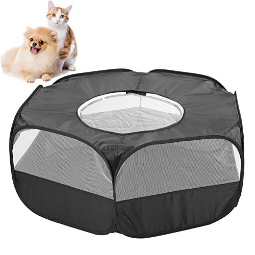 OPPWONG Kleintier-Laufstall, Atmungsaktiver Transparenter Haustier-Laufstall Pop Open Outdoor Indoor Übungszaun Hamster-Laufstall Meerschweinchenkäfige (Haustierzaun mit Abdeckung und von OPPWONG