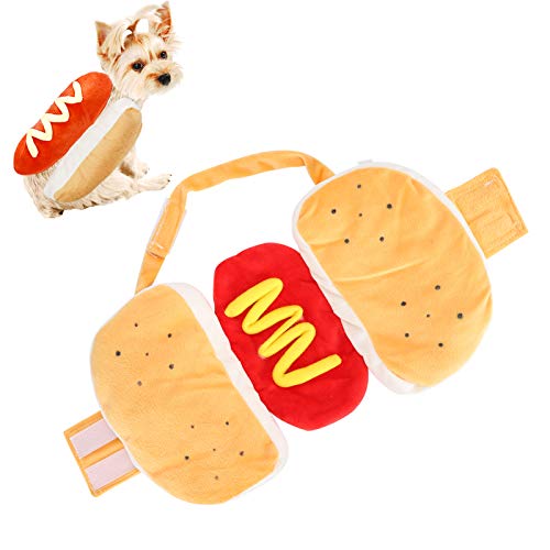 OPPWONG Hot-Dog-Kostüm für Hunde, Baumwolle, Gelb, Halloween-Haustierkleidung, Hunde-Halloween-Kostüm, Hundekleidung, Essen, Hot-Dog-Outfits, Cosplay für Kleine, Mittelgroße und Große (L) von OPPWONG