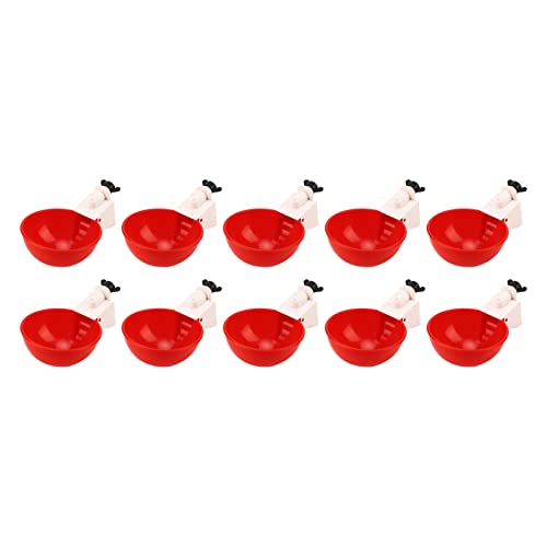 OPPWONG Hühnertränke, 10 Stück, Automatische Tränke, Geflügel-Trinknapf, Hühner-Wasser-Futterspender, Hühner-Wasserbecher, Hühner-Wasser-Futterspender, Geflügel-Trinknapf für (Große rote von OPPWONG