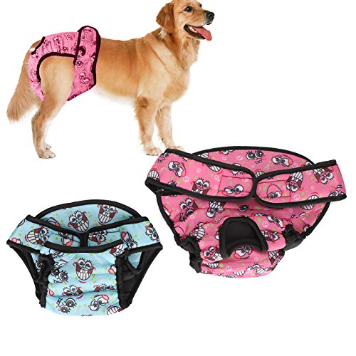 OPPWONG Hund Windeln Weiblich, 2pcs Hunde Haustier Unterwäsche Höschen Shorts Waschable Hunde Windeln Weibliche Hundhosen Weiche Atmungsbezogene Hunde Physiologische Hose für Kleine (M) von OPPWONG