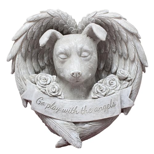 OPPWONG Hunde-Gedenkstein, Hundestatue Erinnert an Unser Verlorenes Fellbaby, Hundestatue, Hundegrabmarkierungen, Outdoor-Hundefiguren für Garten- oder Grabstein-Gedenken, 7,5 X 5,9 X von OPPWONG