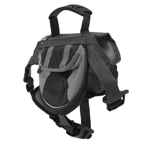 OPPWONG Hundesatteltasche, Hundegeschirr-Satteltasche für Kleine, Mittelgroße und Große Hunde, Hunderucksack, Hundereisetasche, Hundeweste mit Reflektierendem Streifen für Camping, (Black) von OPPWONG