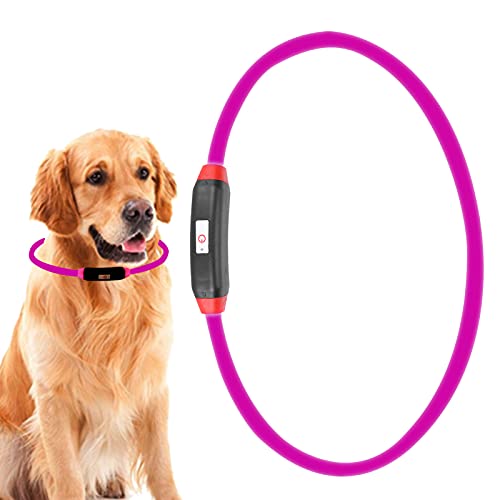 OPPWONG Leuchtendes Hundehalsband, Leuchtendes Haustierhalsband für Mittelgroße und Kleine Hunde, LED-Hundehalsband, Im Dunkeln Leuchtendes Hundehalsband, Wiederaufladbares (rosa Licht) von OPPWONG