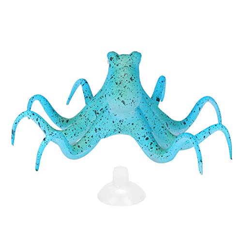 OPPWONG Oktopus-Ornament, Silikon, Künstlicher Fluoreszierender Simulationskrake, Schwimmender Oktopus, Schwimmende Aquarium-Dekorationen mit Saugnapf für Aquarium-Dekoration (Blue) von OPPWONG