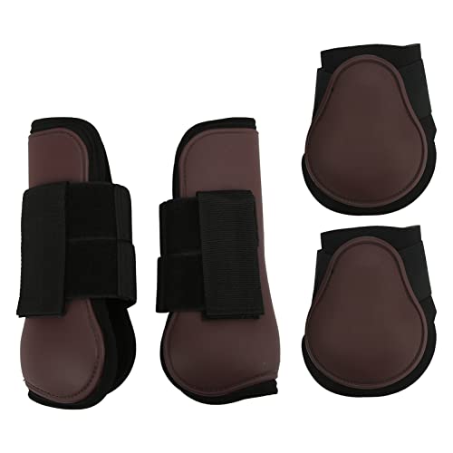 OPPWONG Schienenstiefel für Pferde, 4pcs Pferdebein Pferdestiefel Pferdsstiefel Stoßdämpfer Horse für Reitwettbewerb Equestrische Ausrüstung (braunes Set M (59 cm / 23,2 Zoll lang)) von OPPWONG