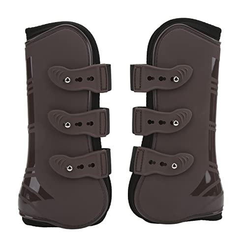 OPPWONG Sportstiefel für Pferde, 2 Stück PU-Neopren-Pferdebeinschutzstiefel Pferdestiefel Pferdebeinwickel Pferdevorderbeinschutz Zum Reiten Stoßdämpfender (EIN Paar braune Vorderbeine L) von OPPWONG