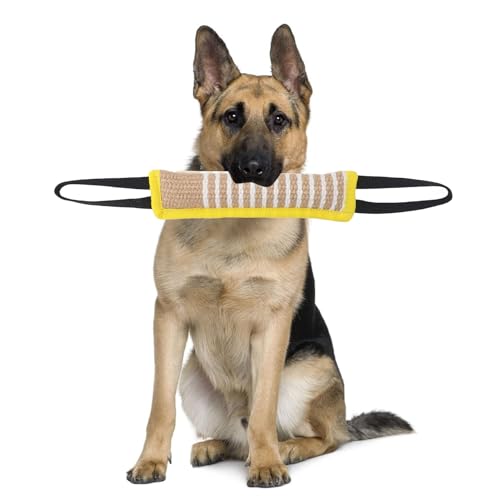 OPPWONG Tauziehen-Hundespielzeug, Hunde, Jute, Bissfestes Kissen, Hunde-Schlepperspielzeug, Leine, Hundespielzeug, Langlebiges Trainingsgerät für Welpen Bis Große (Reflektierender Griff, von OPPWONG