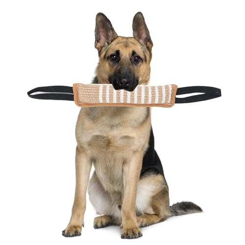 OPPWONG Tauziehen-Hundespielzeug, Hunde, Jute, Bissfestes Kissen, Hunde-Schlepperspielzeug, Leine, Hundespielzeug, Langlebiges Trainingsgerät für Welpen Bis Große (Reflektierender Griff von OPPWONG