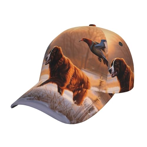 OPSREY Baseballkappe mit Hundefang-Fasan-Motiv, bedruckt, neutral, modisch, Sonnenhut, Outdoor-Freizeitkappe von OPSREY