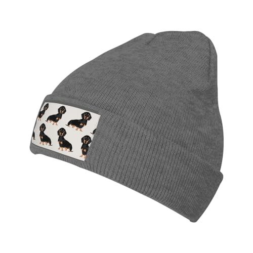 OPSREY Dackel Weiner Haustier Hunde gedruckt Warme Fleece Hut Neutral Strickmütze Winter Wollmütze Beanie von OPSREY