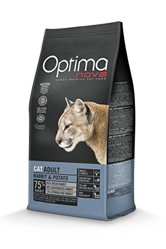 Optimanova Super Premium Katzenfutter Ausgewachsene - Trockenfutter Kaninchen und Kartoffel – 2 kg - hypoallergen – 40% Frischfleisch – Ohne Getreide - Erwachsene Katzen - ab dem 12. Monat von OPTIMANOVA