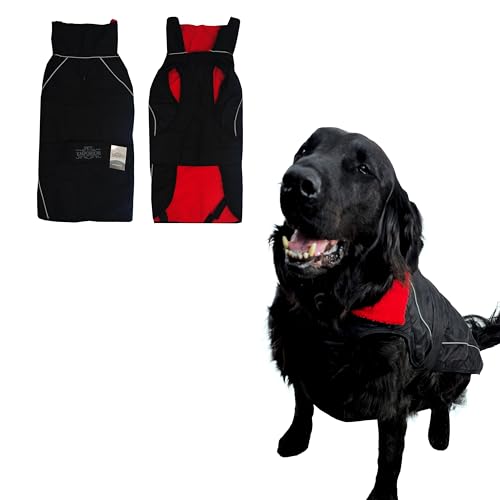 Optimum Wasserdichte Hundejacke mit Fleecefutter, reflektierenden Streifen und verstellbarer Passform, perfekt für kaltes und nasses Wetter, Größe M von OPTIMUM