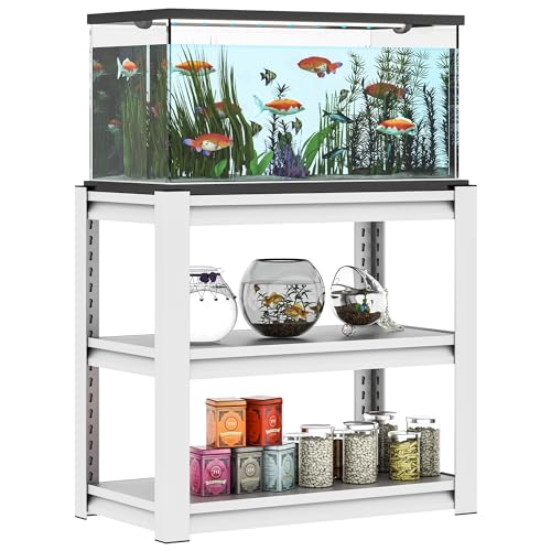 OPTYMIRA Aquarium-Ständer, 3-stöckiges Regal, robuster Metallrahmen, Aquariumständer, 60 l, Reptilien-Terrarium-Ständer für 97 Liter langes Aquarium, Reptilien-Tankständer, Züchter-Tankständer, 80 x von OPTYMIRA