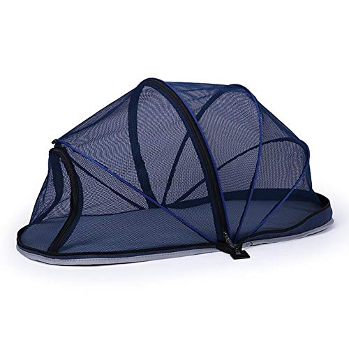 Hundelaufstall Hundekisten Haustierzelt Hundehaus Käfig for Kleine Hunde Kiste Katze Netzzelt for Katzen Außerhalb Faltbare Haustier Welpennetz Zelte Tragbar Gehege Laufstall (Color : Blue) von OPYTR