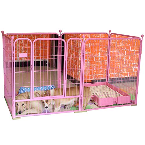 Hundelaufstall Hundekisten Hundezaun Zaun for Innenräume Großer Hund Klein Mittel Haustier Geländer Zaun Anti-Gefängnis Gefängnis Zaun Hundekäfig Gehege Laufstall (Color : Pink D) von OPYTR