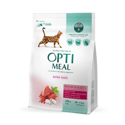 OPTIMEAL™. Complete Dry pet Food for Adult Cats high in Veal 0,2 kg von Optimeal