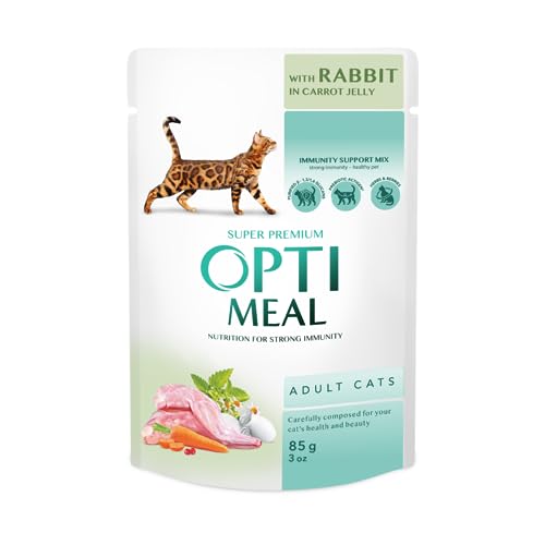 OPTIMEAL™. Сomplete сanned pet Food for Adult Cats with Rabbit in Carrot Jelly, Box (12x0,085 kg) von Optimeal