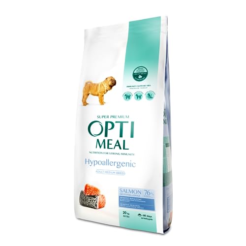 OPTIMEAL ™. Hypoallergenic complete dry pet food for adult dogs of medium and large breeds – salmon 20 kg von OPtimeal