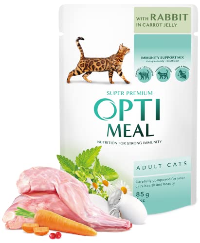 OPTIMEAL Super Premium Nassfutter für Katzen - Kaninchen in Karottengelee (12 x 85g) von OPtimeal