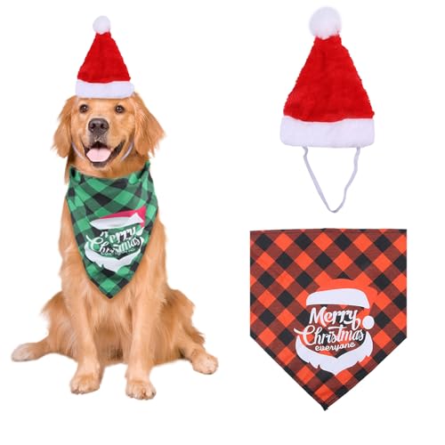 Hund Weihnachtsmütze mit Hund Bandana Fliege Halsband Dekorationen für Hund Party Outfits (Stil 01) von PONLEE