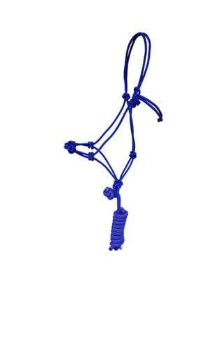 OR S-LINE Reithalfter, Knotenhalfter Set inkl. Strick für Bodenarbeit Full/Warmblut für Pferde Knotenhalfterset mit Stricklänge 2,80m (blau) von OR S-LINE