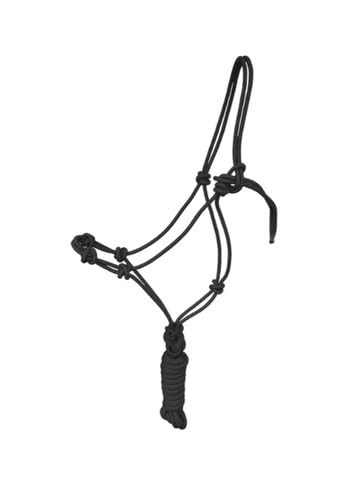 OR S-LINE Reithalfter, Knotenhalfter Set inkl. Strick für Bodenarbeit Full/Warmblut für Pferde Knotenhalfterset mit Stricklänge 2,80m (schwarz) von OR S-LINE