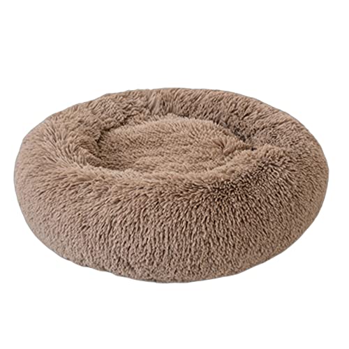 Anti-Angst-Hundebett für extra große, große, mittelgroße und kleine Hunde, rundes Hundebett, Katzenbett, Donut-Kuschelbett, beruhigendes Haustierbett, Sofa, Welpenbett, Kätzchenbett, 100 cm, Khaki von OREAMY