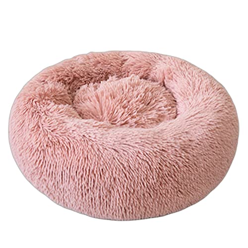 Anti-Angst-Hundebett für extra große, große, mittelgroße und kleine Hunde, rundes Hundebett, Katzenbett, Donut-Kuschelbett, beruhigendes Haustierbett, Sofa, Welpenbett, Kätzchenbett, 120 cm, Rosa von OREAMY