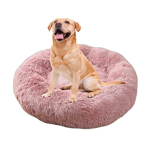 Donut-Hundebett, großes Hunde- und Katzenbett, Plüsch-Donut-Kuschelbett mit rutschfester Unterseite, rundes, beruhigendes Haustierbett, waschbar, Katzenkissen, Bett, Welpenhütte, Schlafsack, 160 cm, von OREAMY