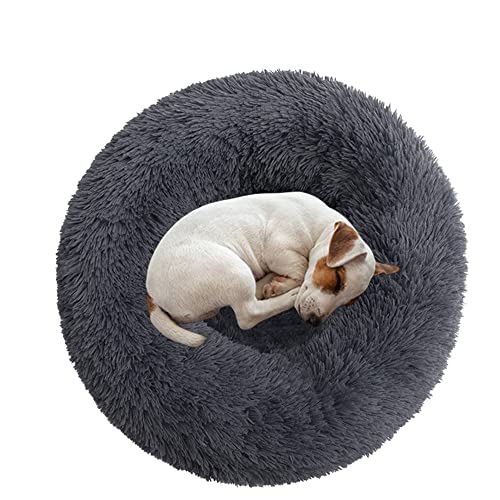 Rundes Haustierbett, warmes und weiches Donut-beruhigendes Hundebett, flauschiges Hundekissen, großes, mittelgroßes Hundesofakissen, Katzenbett, Haustier, Katzennest, Welpen, Kätzchenbett von OREAMY