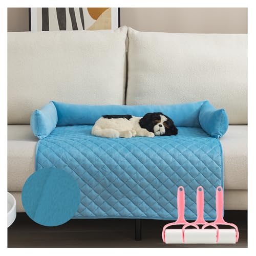 OREZAUQS Hundebett Plüsch, Hundedecke Sofa, Sofaschutz Hund, Waschbar rutschfest Hundebetten, Hundekissen, Hundesofa Noppenschaumstoff (75 * 120cm,Blau) von OREZAUQS