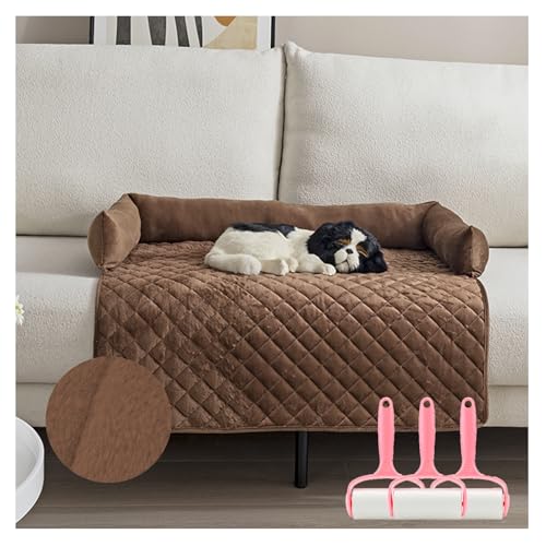 OREZAUQS Hundebett Plüsch, Hundedecke Sofa, Sofaschutz Hund, Waschbar rutschfest Hundebetten, Hundekissen, Hundesofa Noppenschaumstoff (75 * 120cm,Braun 1) von OREZAUQS