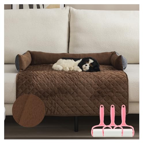 OREZAUQS Hundebett Plüsch, Hundedecke Sofa, Sofaschutz Hund, Waschbar rutschfest Hundebetten, Hundekissen, Hundesofa Noppenschaumstoff (75 * 120cm,Braun 2) von OREZAUQS